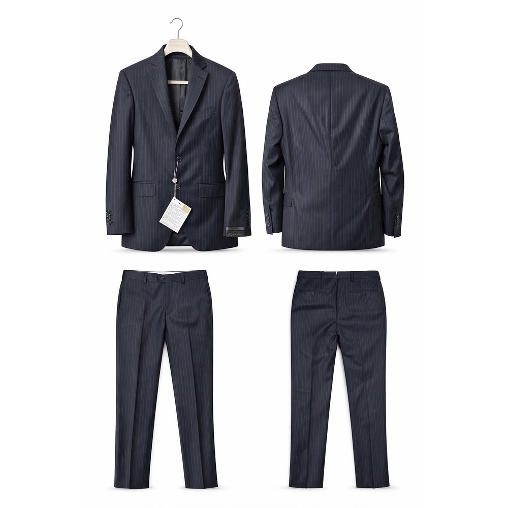 Raffaele Caruso Ghibli Suit46R 7 Drop Navy Pinstripe 100% Wool Made In Italy NWT
